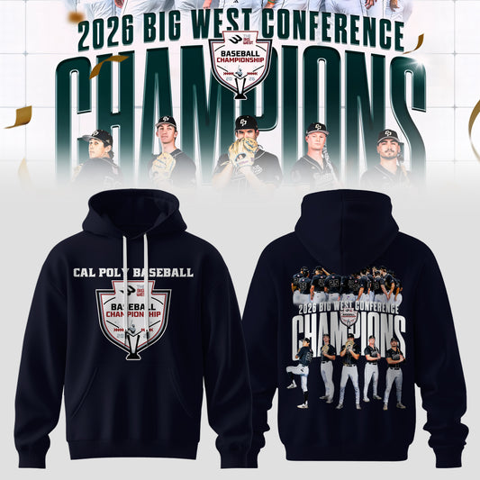 _Big West Conference 2026 Champions – Cal Poly Mustangs Baseball Hoodie