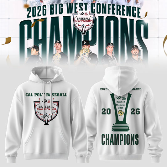 _Big West Conference 2026 Champions – Cal Poly Mustangs Baseball Hoodie