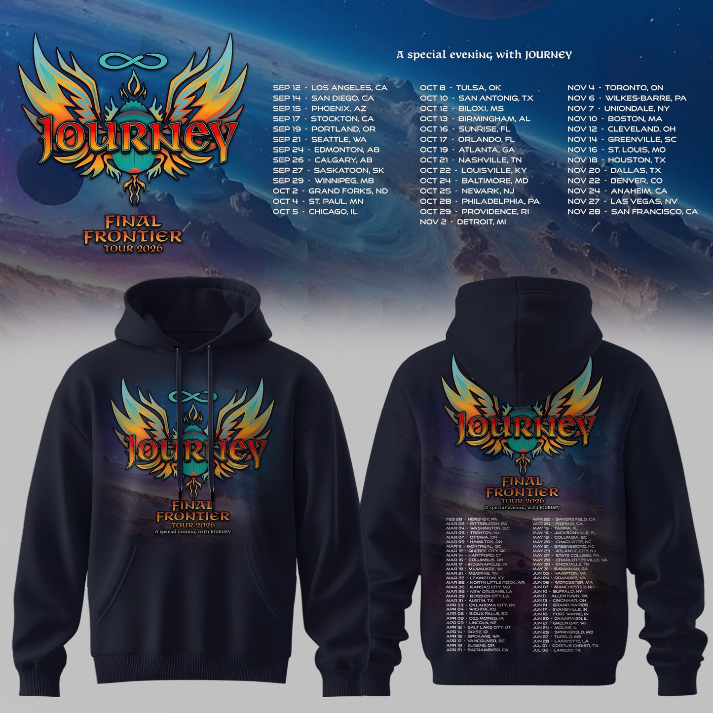 JOURNEY – FINAL FRONTIER 2026 TOUR HOODIES | LIMITED DROP