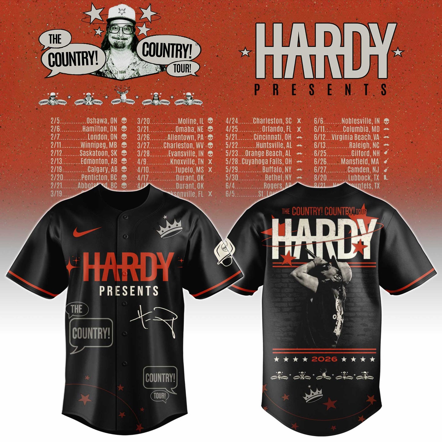 . Hardy The Country Country Tour 2026 Jersey