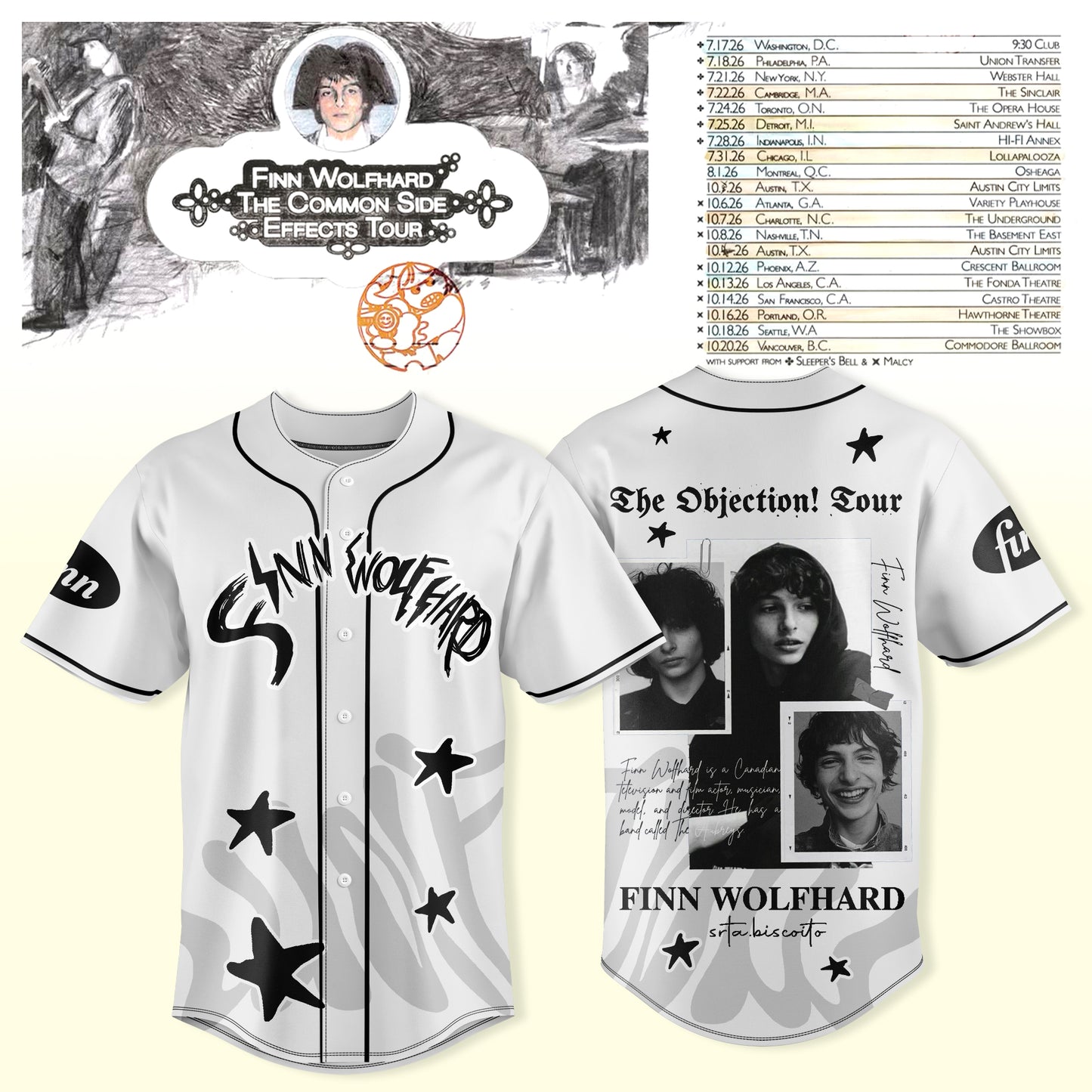 _Finn Wolfhard – The Common Side Effects Tour Jersey