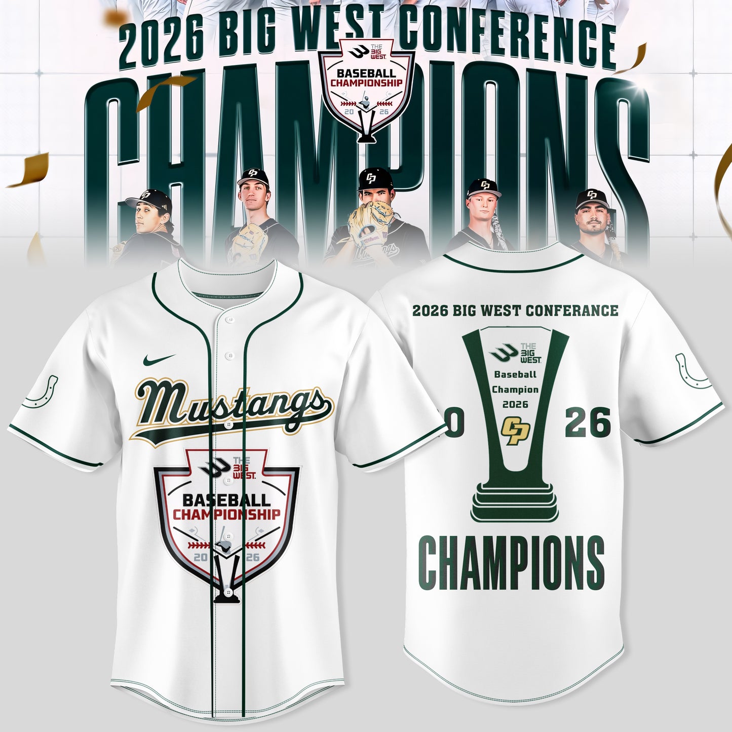_ Big West Conference 2026 Champions – Cal Poly Mustangs Baseball Jersey