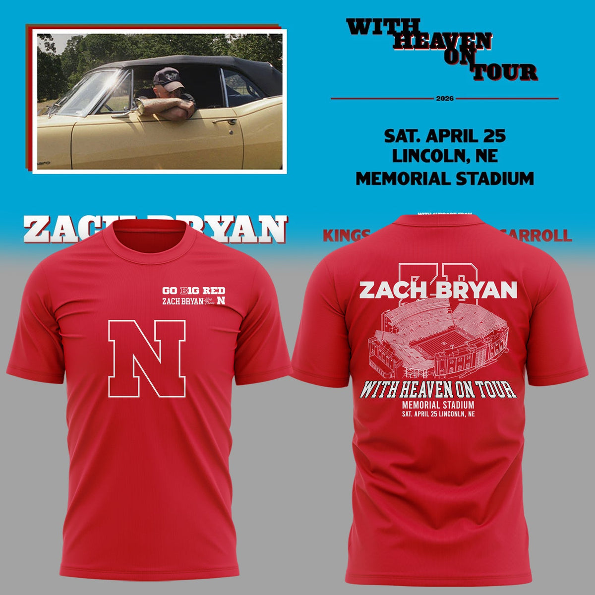 Limited Edition “With Heaven On Tour 2026” at Memorial Stadium Shirt