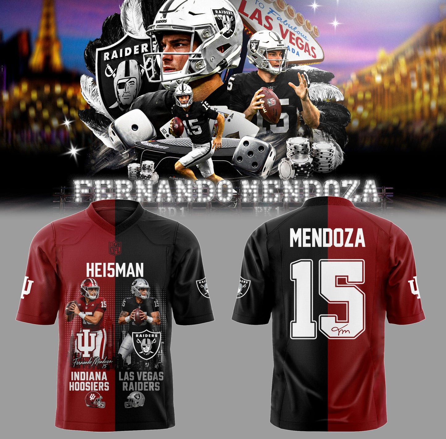 “Welcome Mendoza to Raiders” 🏴‍☠️🏈 Football Jersey-KC04242622