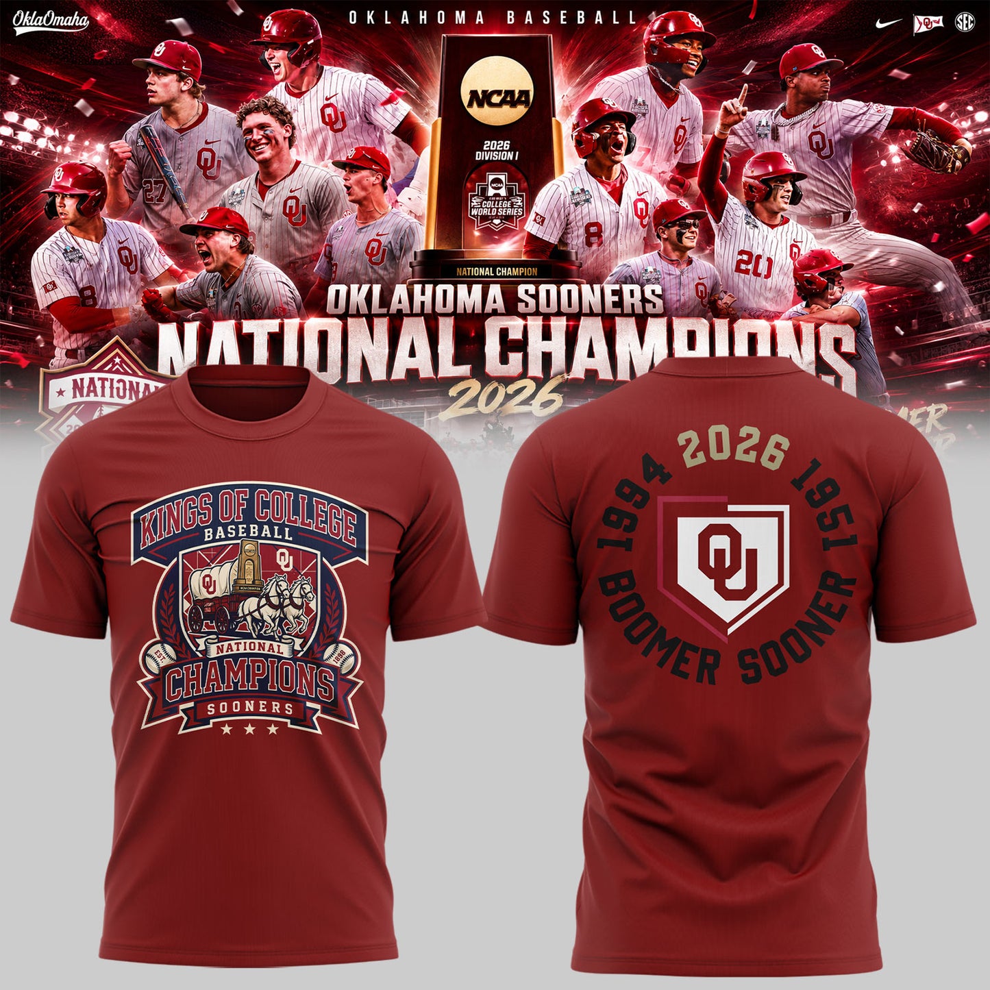 Sooners Baseball ⚾2026 National Champions 🏆Shirt-KC06232610