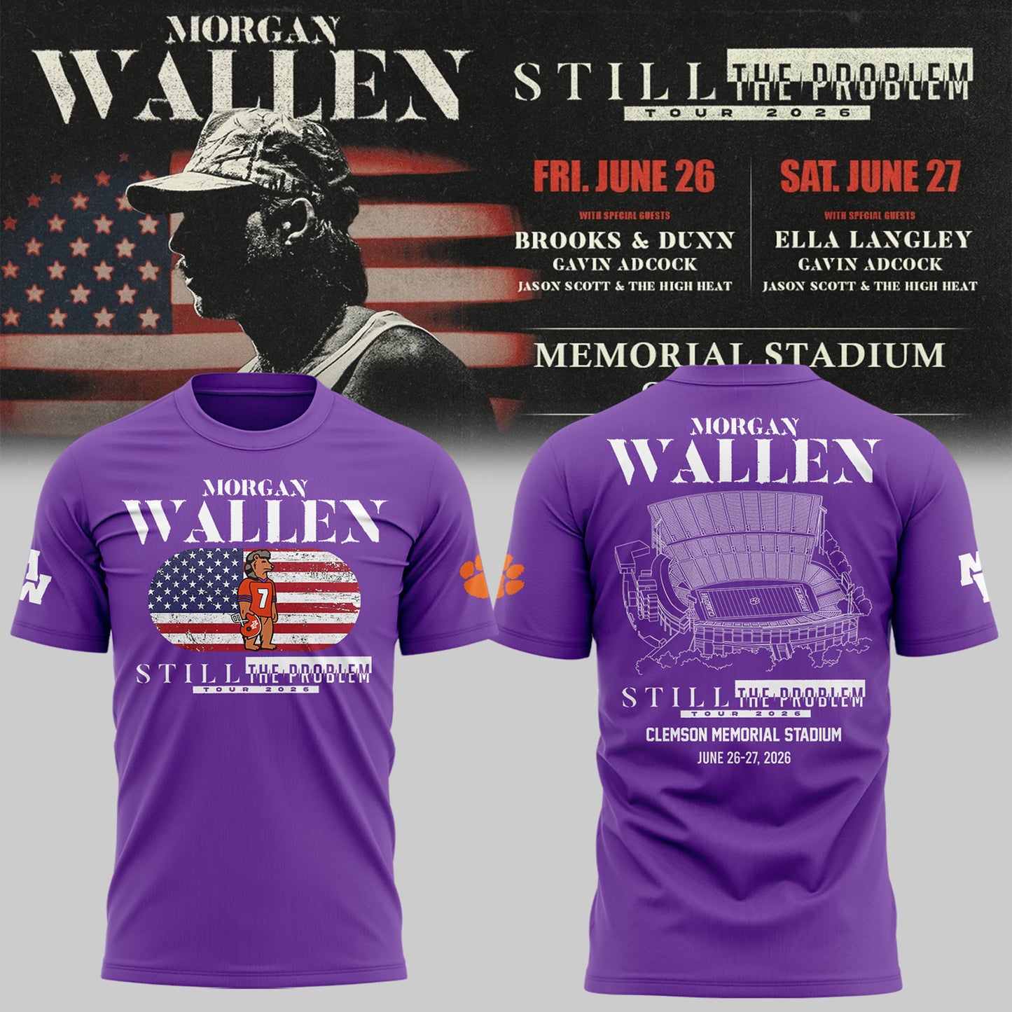 MW “Still The Problem Tour”at Clemson Memorial Stadium Shirt-KC06242608