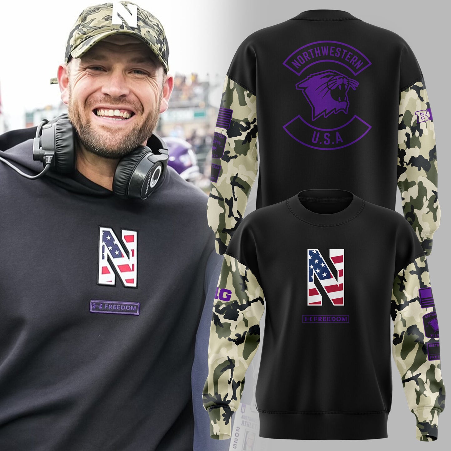 Limited Edition Northwestern Military Sweatshirt-KC11172535