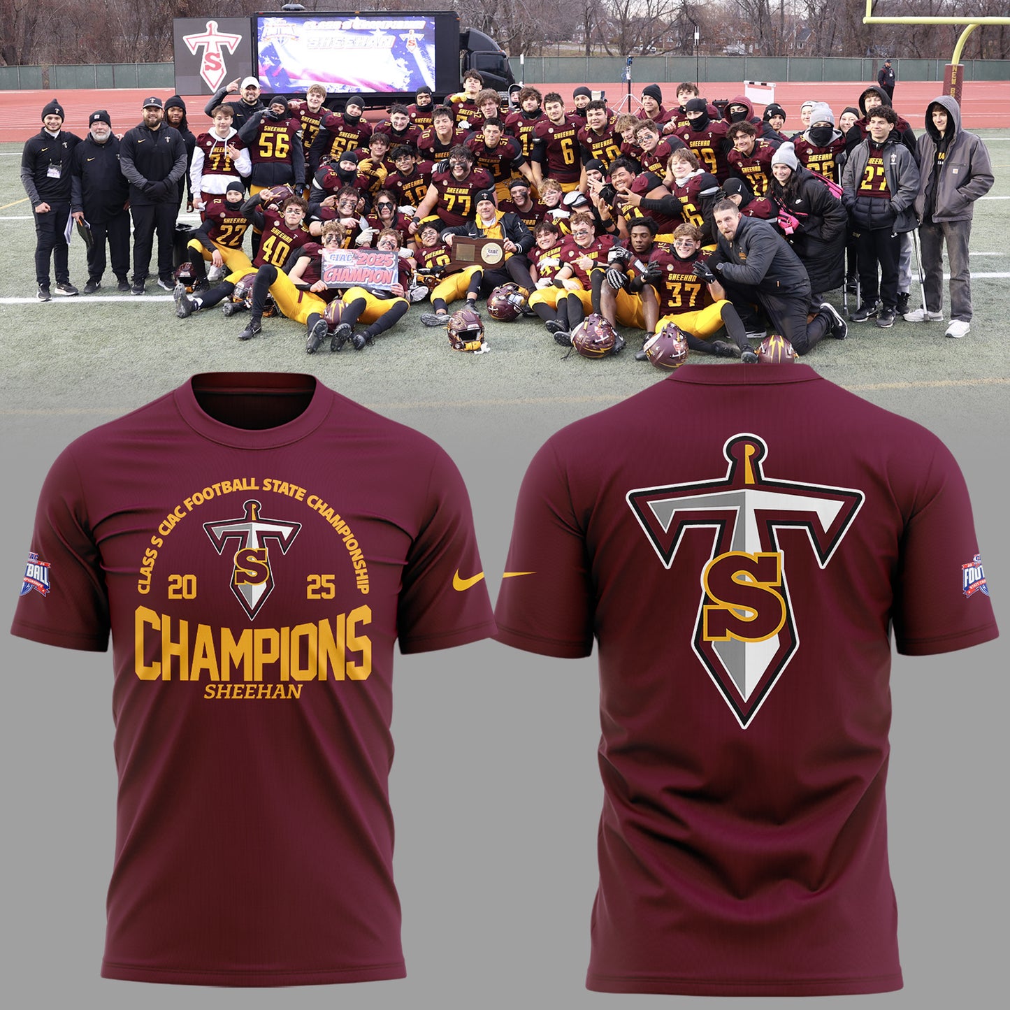 Limited Edition Sheehan Champions🏆Class S 𝐅𝐨𝐨𝐭𝐛𝐚𝐥𝐥 𝐂𝐡𝐚𝐦𝐩𝐢𝐨𝐧𝐬𝐡𝐢𝐩 2025 T-Shirt