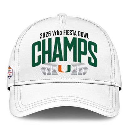 Miami Hurricanes 2026 Fiesta Bowl Champions Locker Room T-shirt – White
