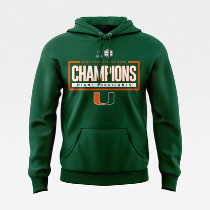 Miami Hurricanes 2026 Fiesta Bowl Champions Hoodie – Green