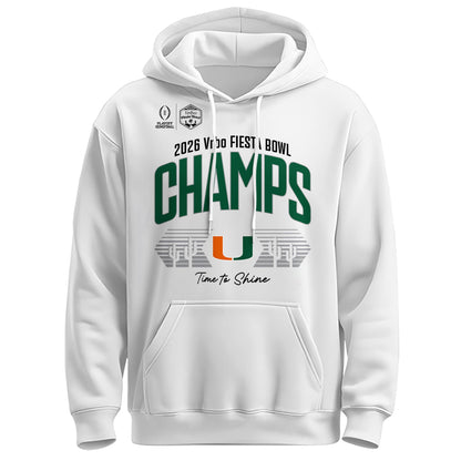 Miami Hurricanes 2026 Fiesta Bowl Champions Locker Room Hoodie – White