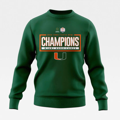 Miami Hurricanes 2026 Fiesta Bowl Champions Sweatshirt – Green