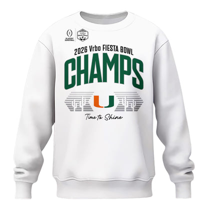 Miami Hurricanes 2026 Fiesta Bowl Champions Locker Room Sweatshirt – White