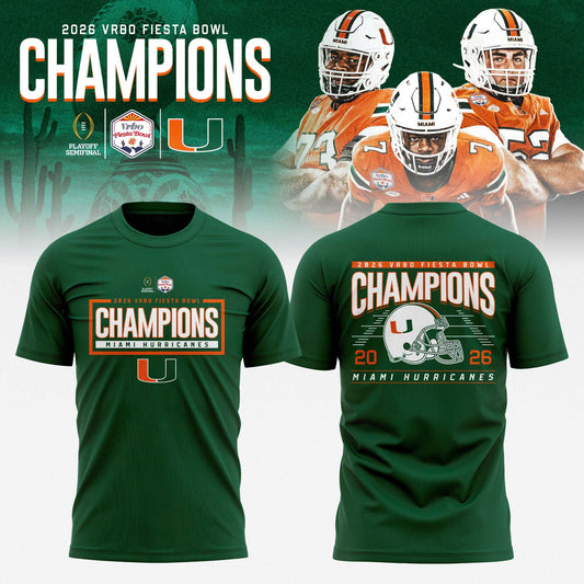 Miami Hurricanes 2026 Fiesta Bowl Champions T-shirt – Green
