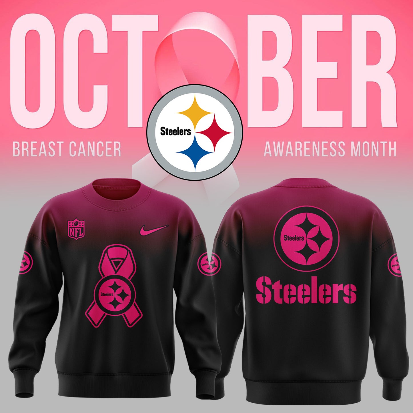 Limited Edition Steelers Football Breast Cancer Sweatshirt-ND07102550