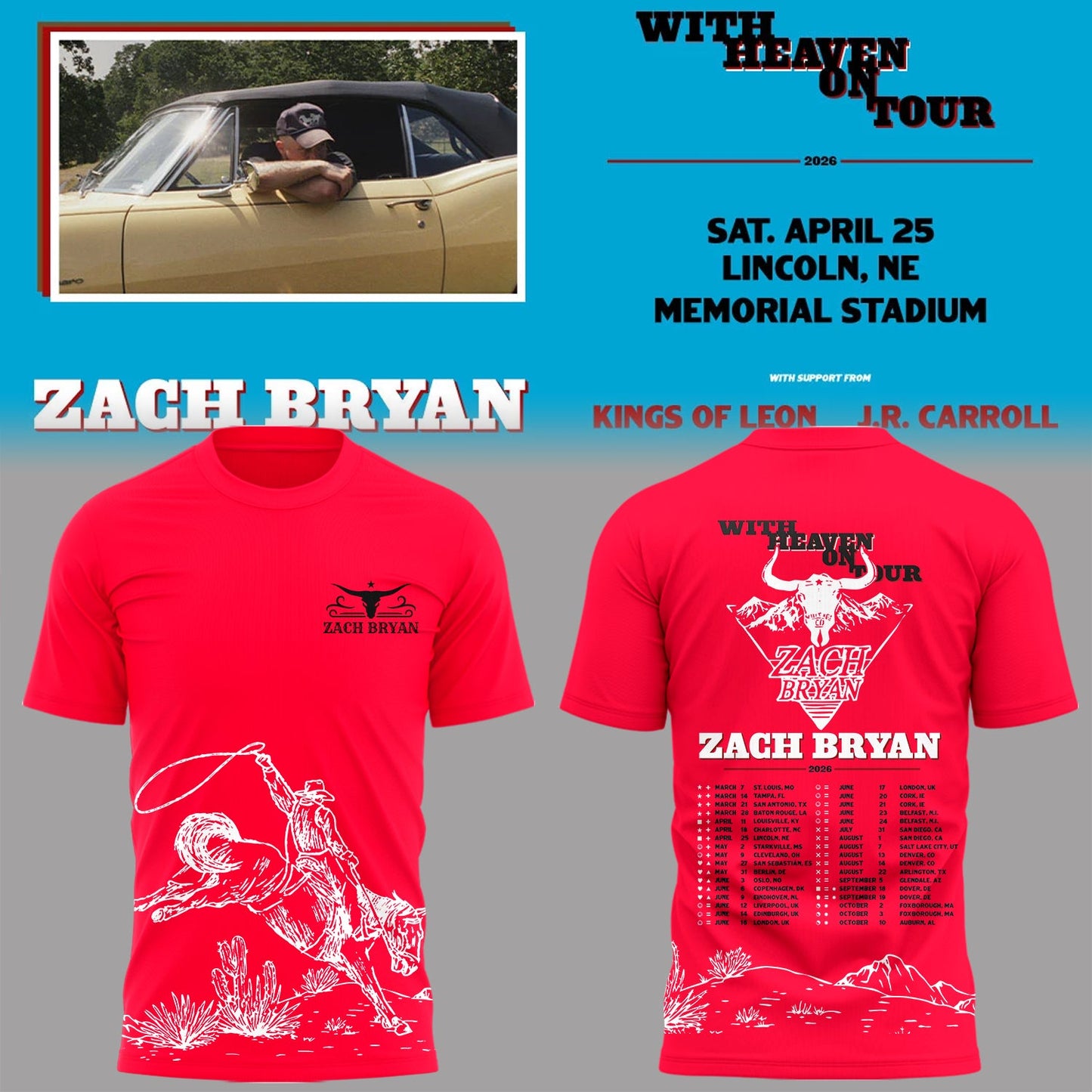 Limited Edition “With Heaven On Tour 2026” at Memorial Stadium Tshirt