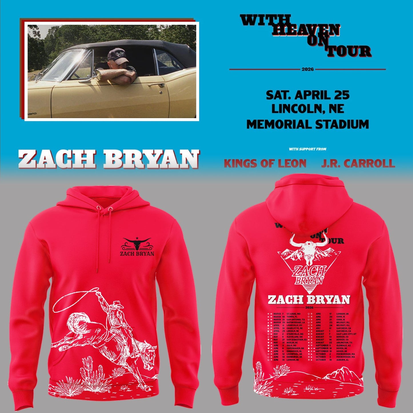 Limited Edition “With Heaven On Tour 2026” at Memorial Stadium Hoodie