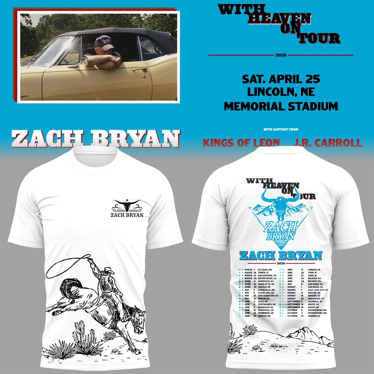 Limited Edition “With Heaven On Tour 2026” at Memorial Stadium Shirt