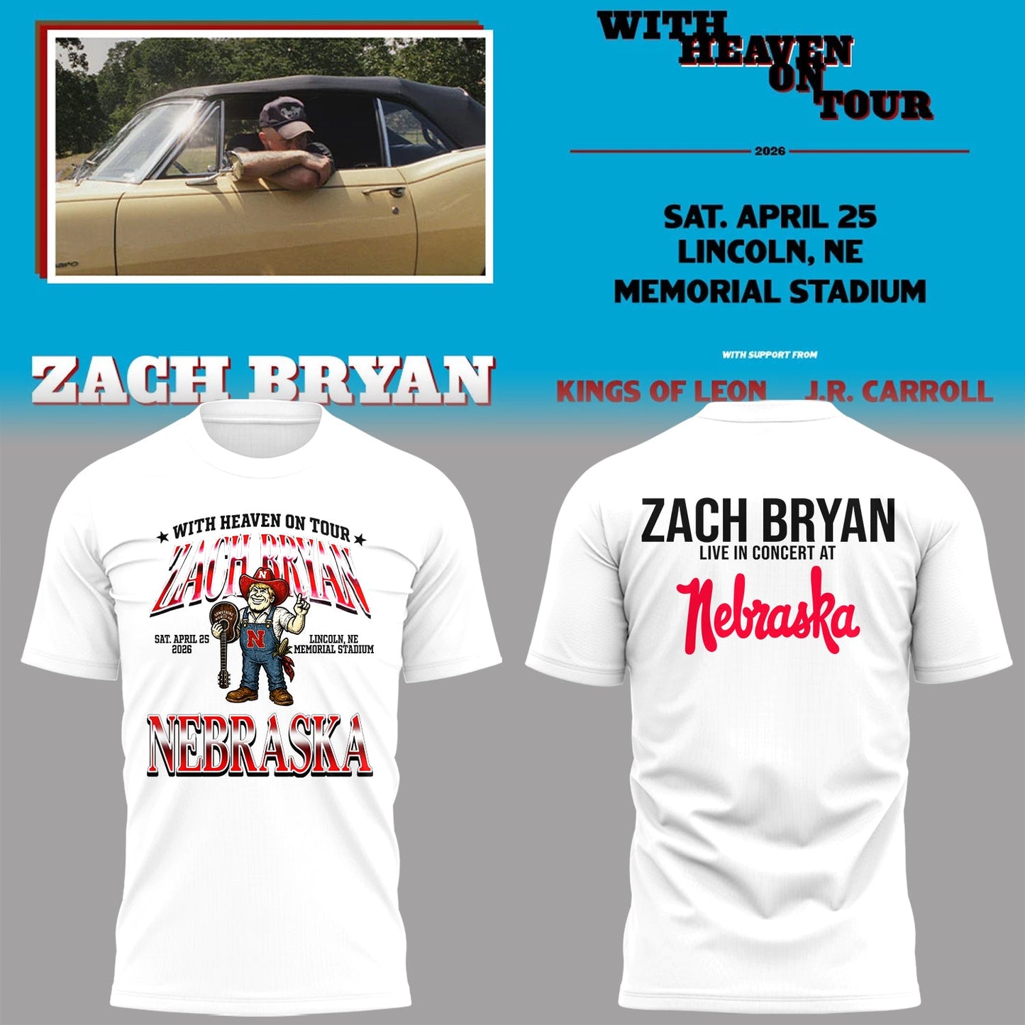 Limited Edition “With Heaven On Tour 2026” at Memorial Stadium Tshirt
