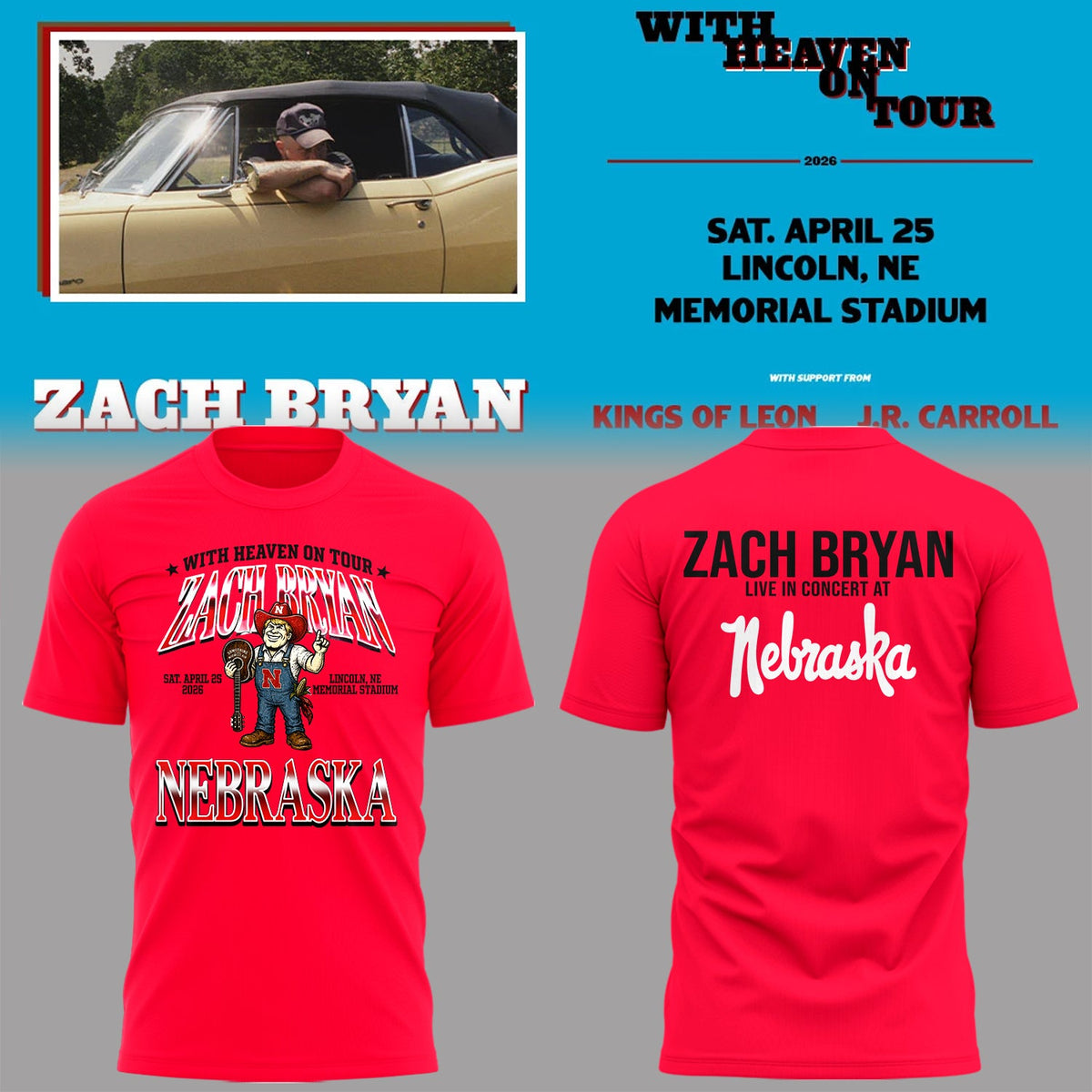 Limited Edition “With Heaven On Tour 2026” at Memorial Stadium Shirt