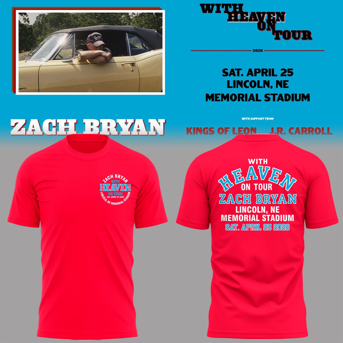 Limited Edition “With Heaven On Tour 2026” at Memorial Stadium Shirt