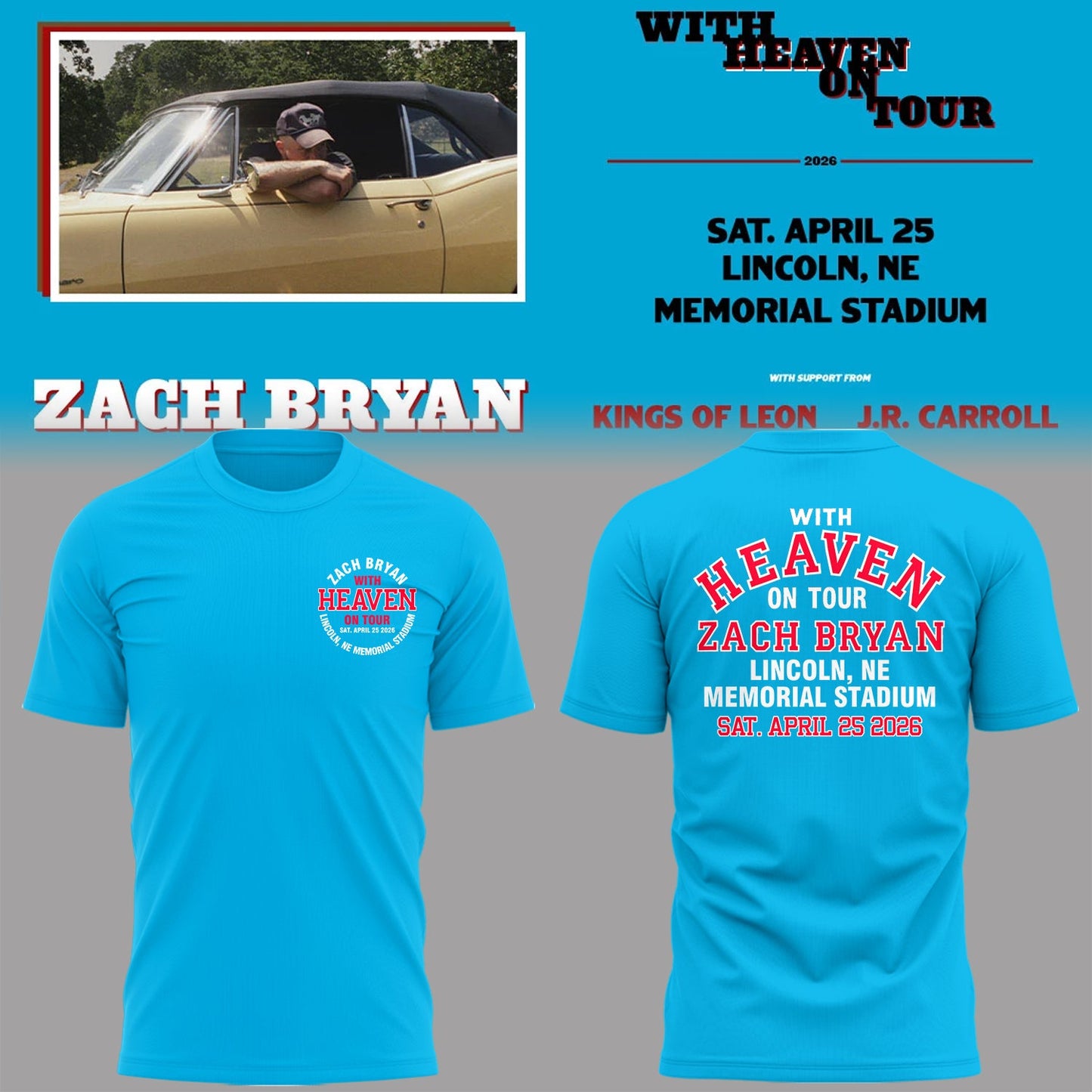 Limited Edition “With Heaven On Tour 2026” at Memorial Stadium Shirt