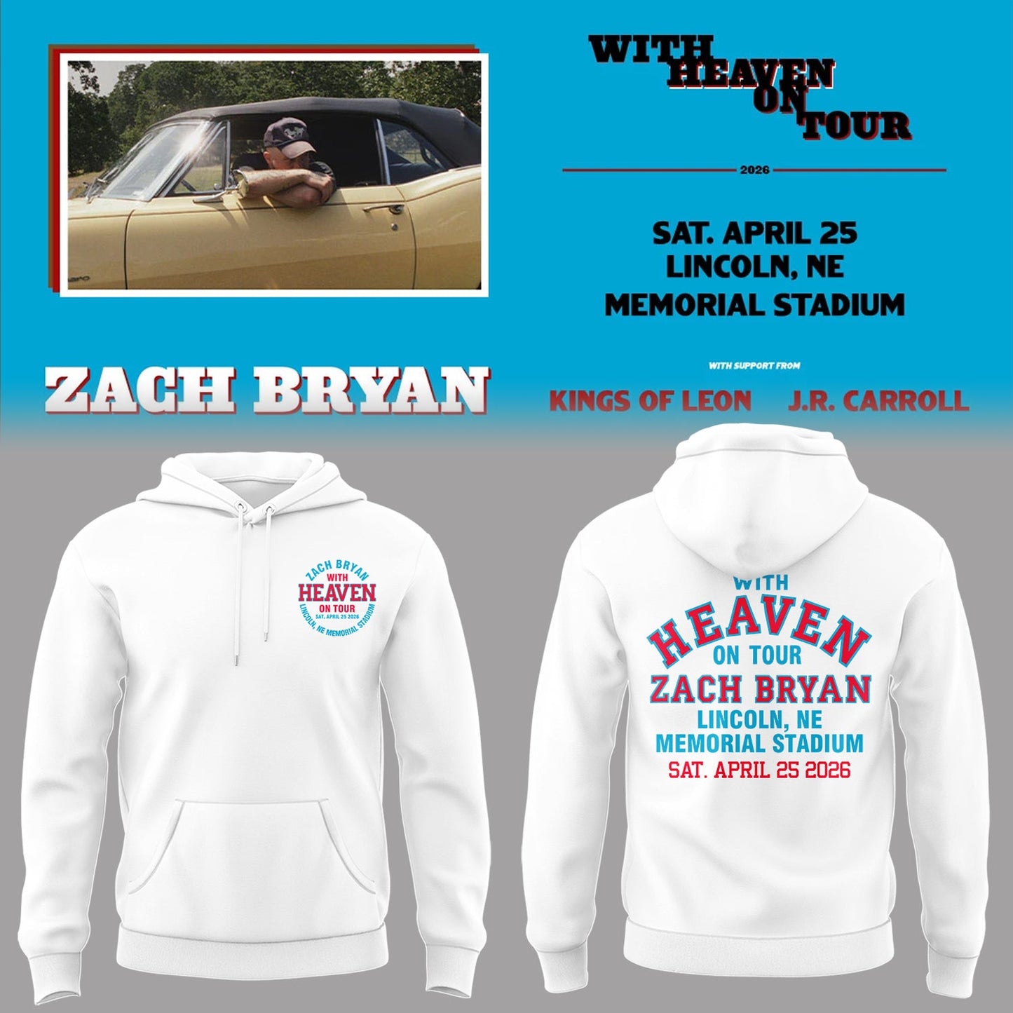 Limited Edition “With Heaven On Tour 2026” at Memorial Stadium Hoodie