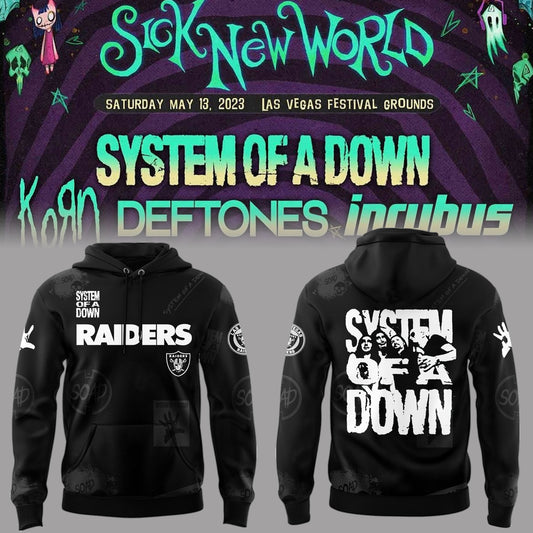 Limited Edition Sick New World SOAD x Raiders Hoodie-PA042526007