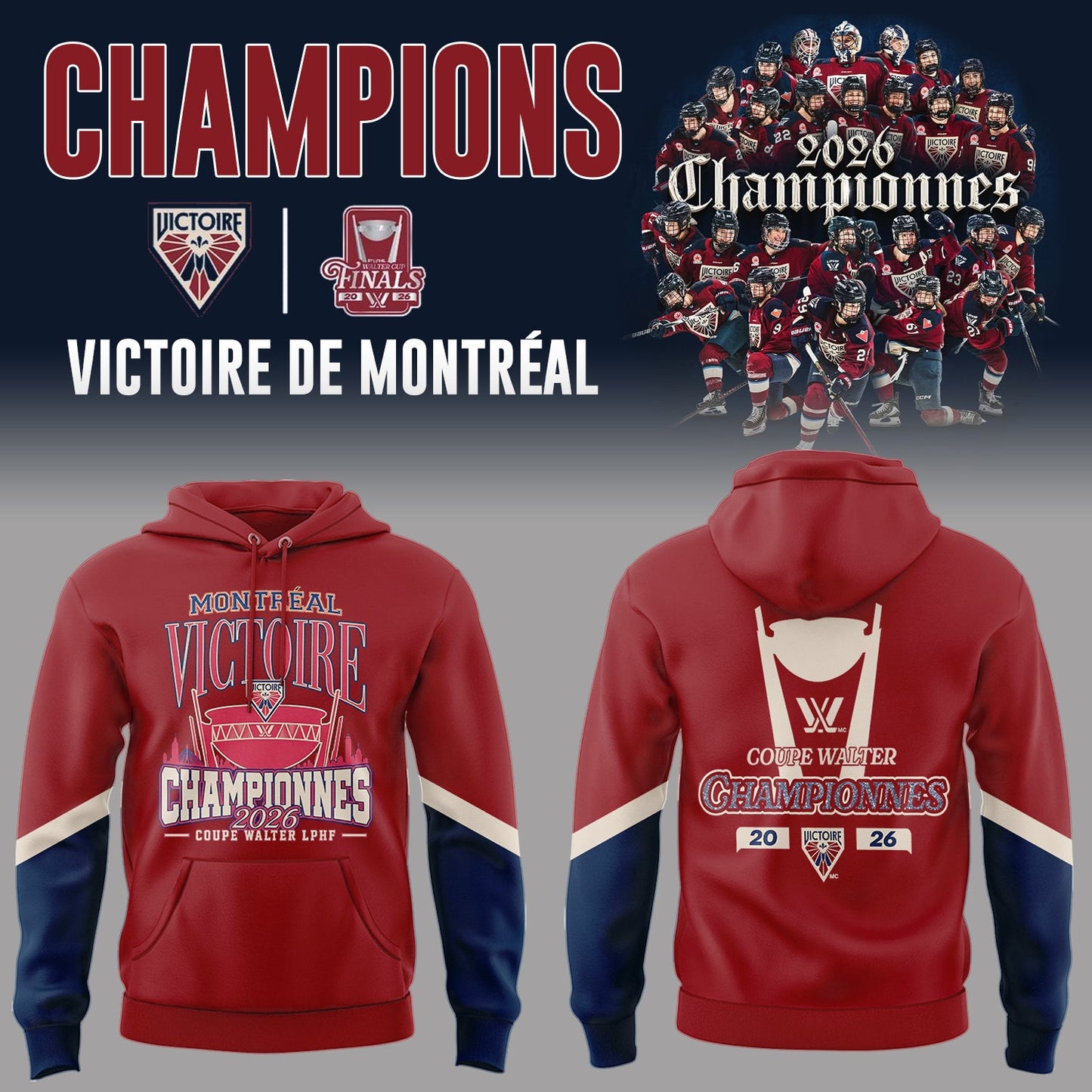 Limited Edition 2026 PWHL WALTER CUP CHAMPIONS Hoodie-PA052126004
