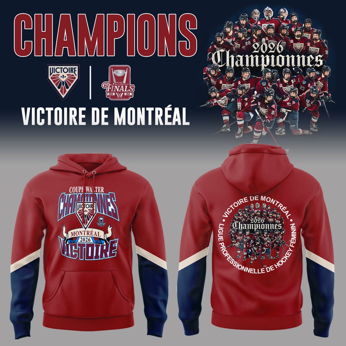 Limited Edition 2026 PWHL WALTER CUP CHAMPIONS Hoodie-PA052126006