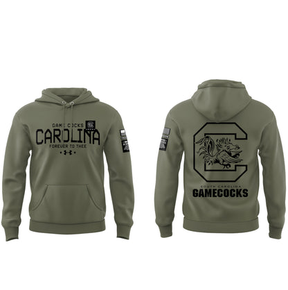 Limited Edition Men’s SC Gamecocks FB Thyme Freedom Fleece Crew Military Hoodie-PU112824030