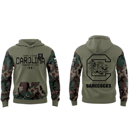 Limited Edition Men’s SC Gamecocks FB Thyme Freedom Fleece Crew Military Hoodie-PU112824033