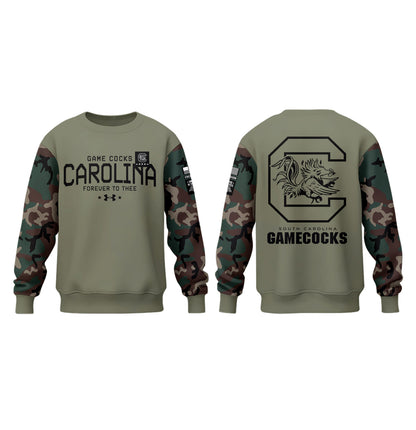 Limited Edition Men’s SC Gamecocks FB Thyme Freedom Fleece Crew Sweatshirt-PU112824035