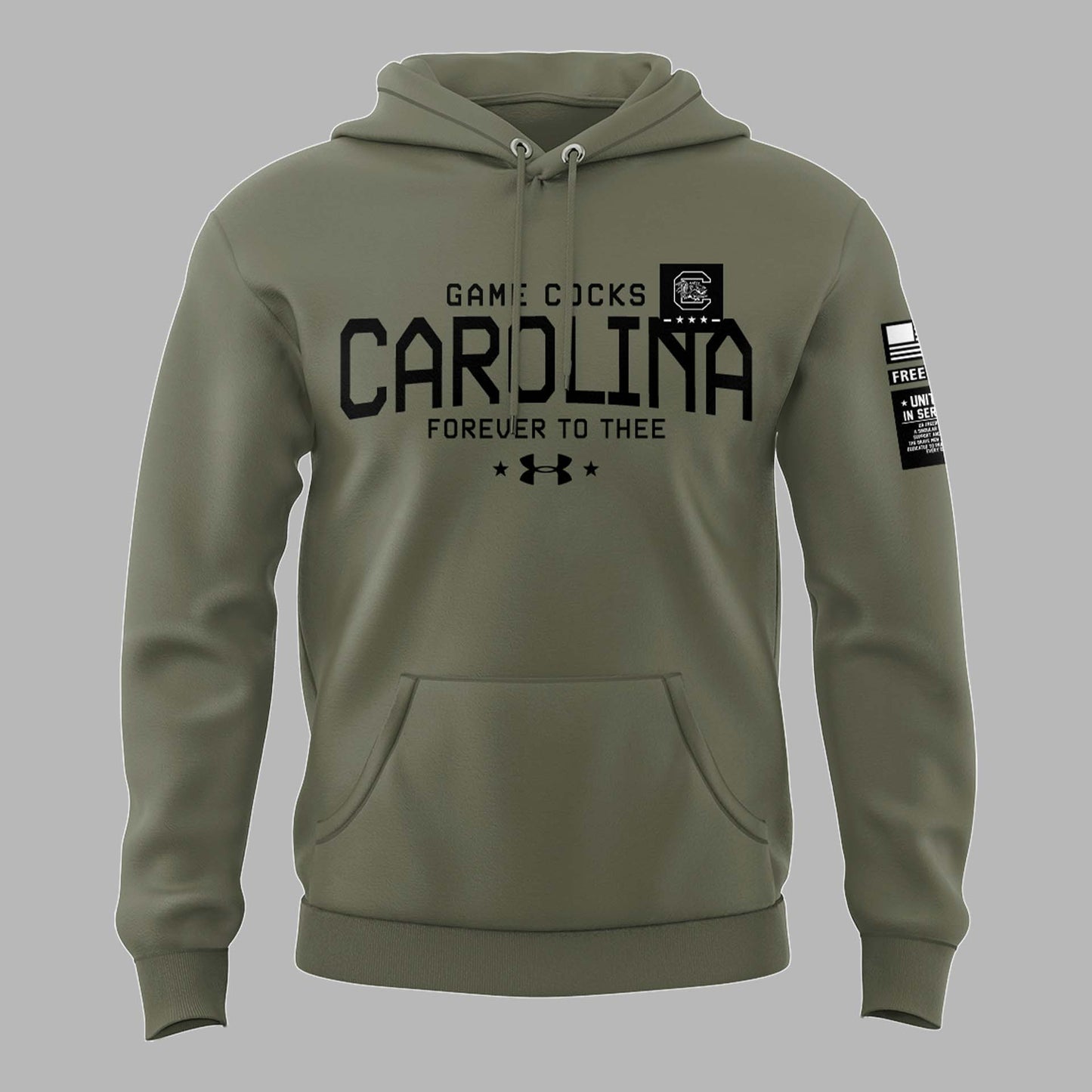 Limited Edition Men’s SC Gamecocks FB Thyme Freedom Fleece Crew Military Hoodie-PU112824500