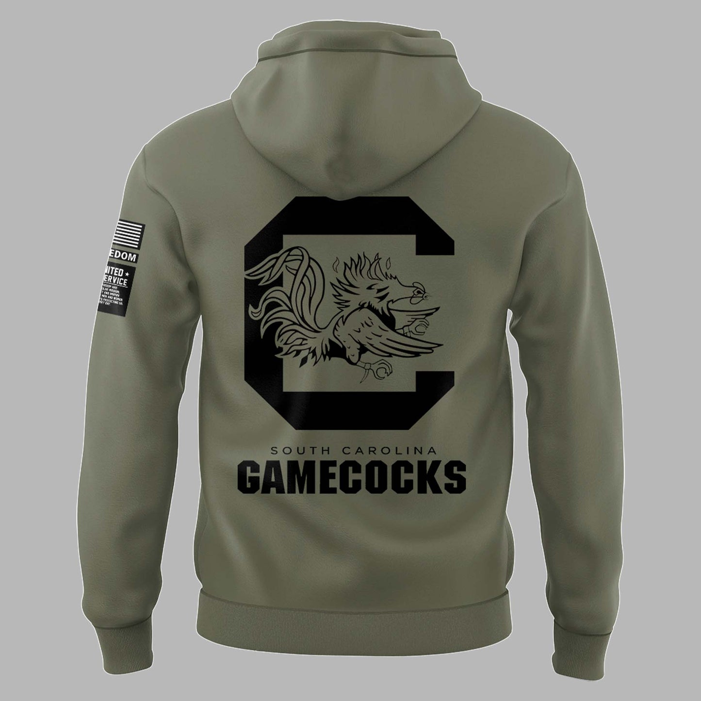 Limited Edition Men’s SC Gamecocks FB Thyme Freedom Fleece Crew Military Hoodie-PU112824500