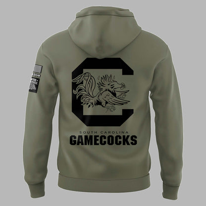 Limited Edition Men’s SC Gamecocks FB Thyme Freedom Fleece Crew Military Hoodie-PU112824500