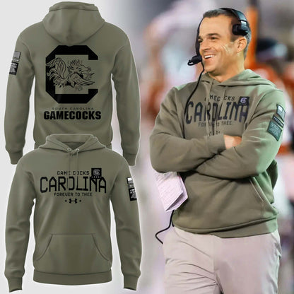 Limited Edition Men’s SC Gamecocks FB Thyme Freedom Fleece Crew Military Hoodie-PU112824500
