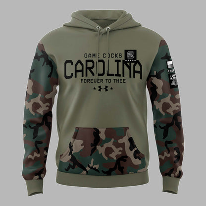 Limited Edition Men’s SC Gamecocks FB Thyme Freedom Fleece Crew Military Hoodie-PU112824501