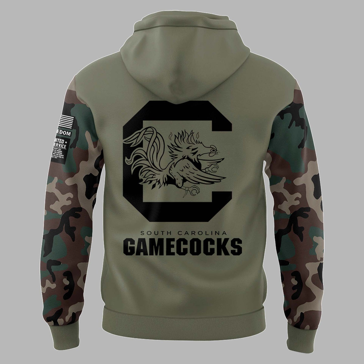Limited Edition Men’s SC Gamecocks FB Thyme Freedom Fleece Crew Military Hoodie-PU112824501