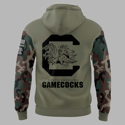 Limited Edition Men’s SC Gamecocks FB Thyme Freedom Fleece Crew Military Hoodie-PU112824501