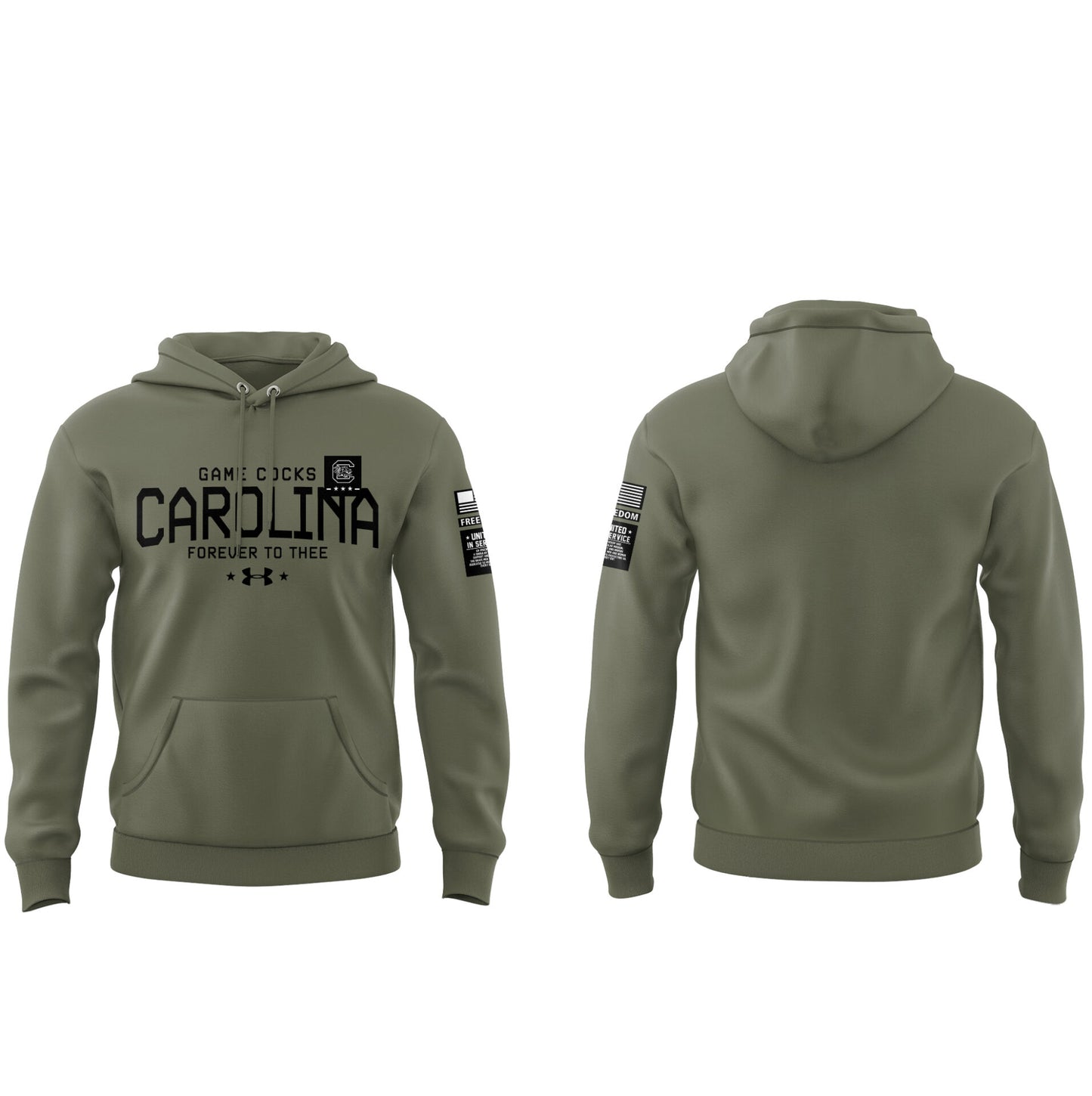 Limited Edition Men’s SC Gamecocks FB Thyme Freedom Fleece Crew Military Hoodie-PU113024122
