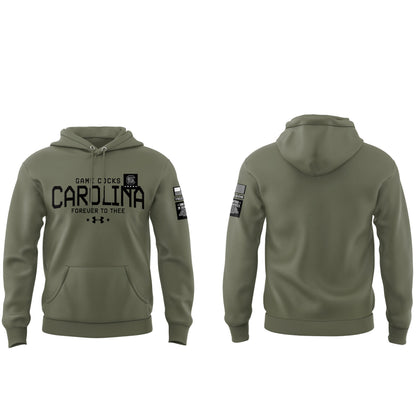 Limited Edition Men’s SC Gamecocks FB Thyme Freedom Fleece Crew Military Hoodie-PU113024122