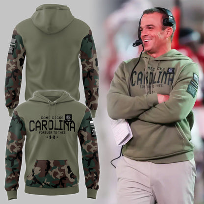 Limited Edition Men’s SC Gamecocks FB Thyme Freedom Fleece Crew Military Hoodie-PU113024123