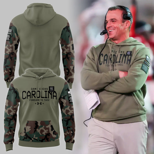Limited Edition Men’s SC Gamecocks FB Thyme Freedom Fleece Crew Military Hoodie-PU113024123
