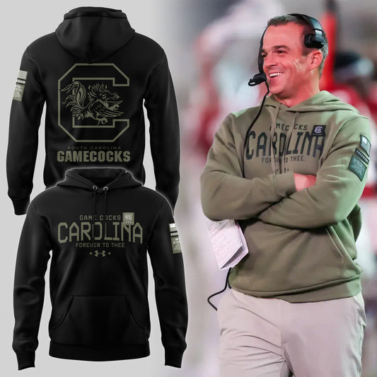 Limited Edition Men’s SC Gamecocks FB Thyme Freedom Fleece Crew Military Black Hoodie-PU113024131