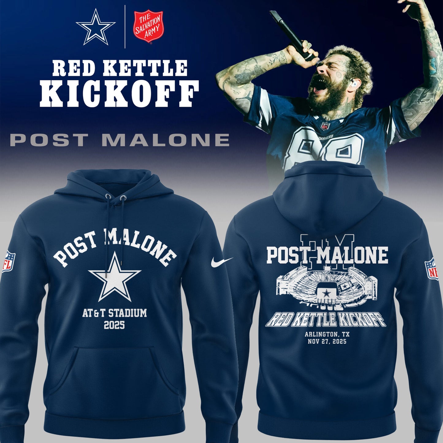 Limited Edition COW Football P.Malone Red Kettle Kickoff 25 navy Hoodie-PU25112710