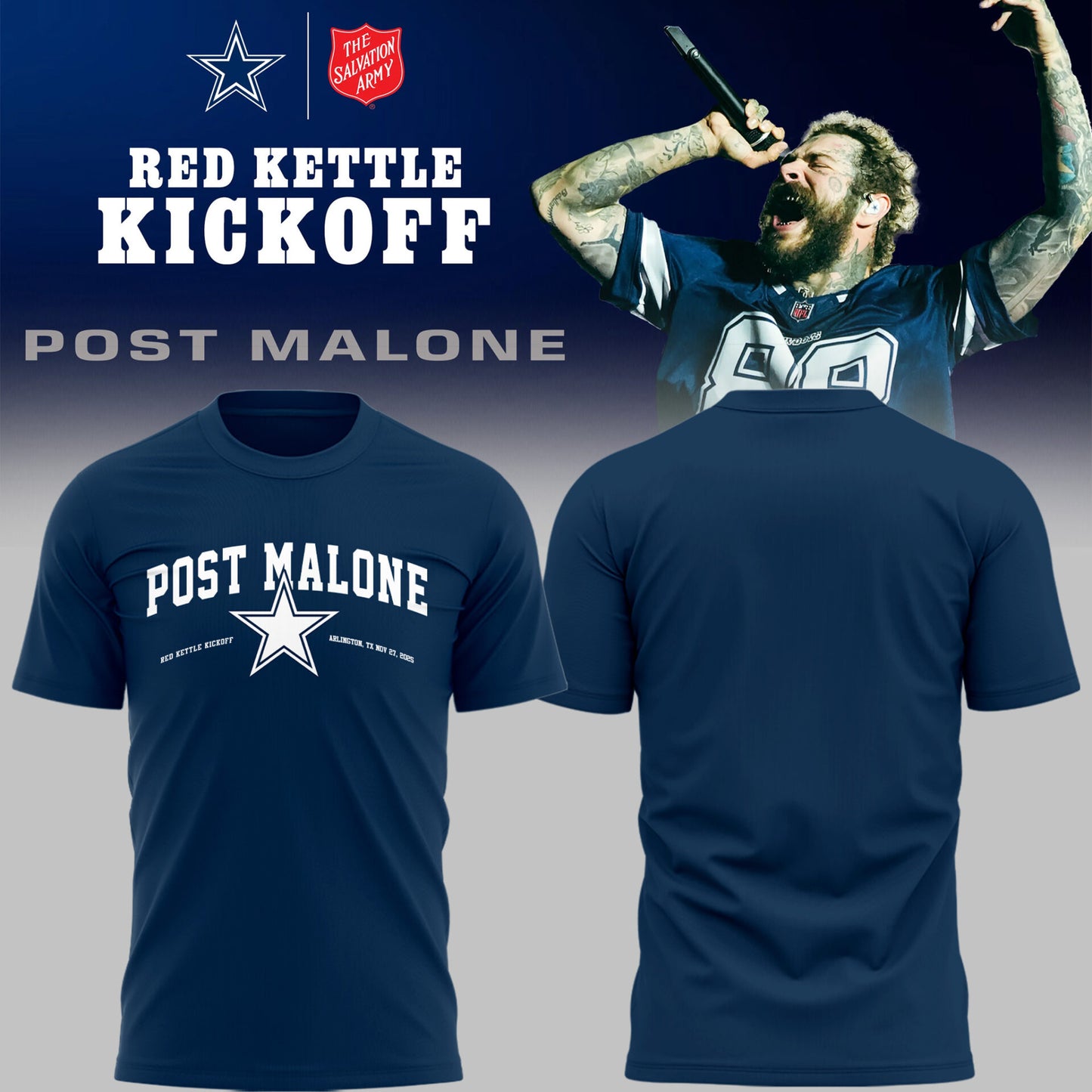 Limited Edition COW Football P.Malone Red Kettle Kickoff 25 navy TShirt-PU25112714
