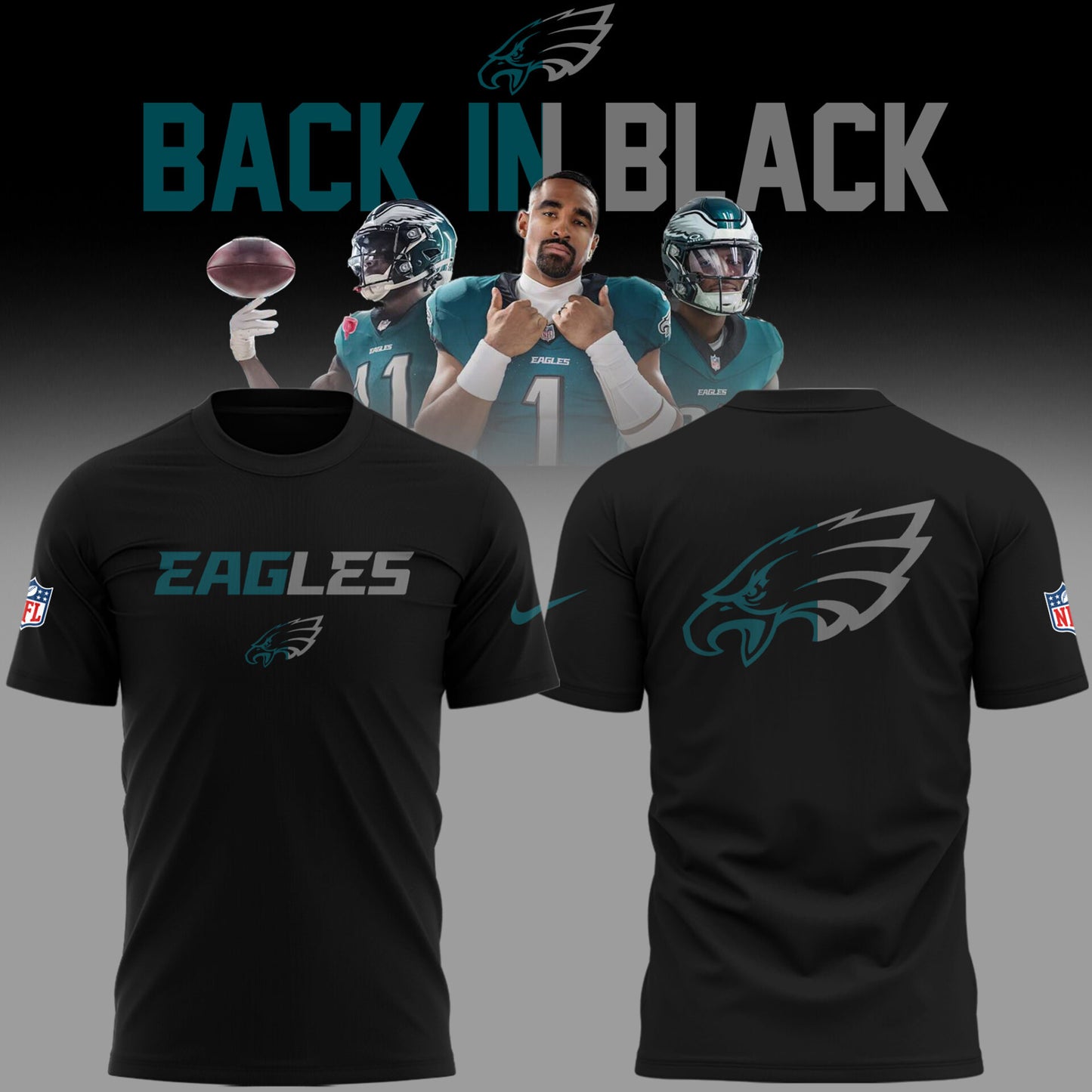 Limited Edition EAG 🏈 Back In Black TShirt-PU25122403