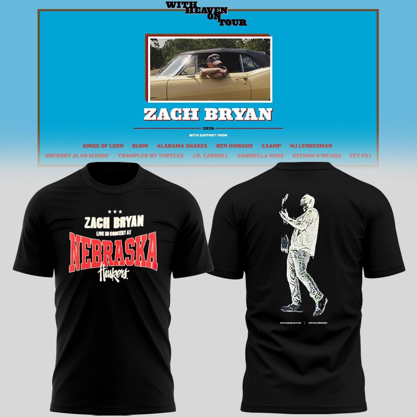 Limited Edition “With Heaven On Tour 2026.” at Memorial Stadium Shirt-PU26042505