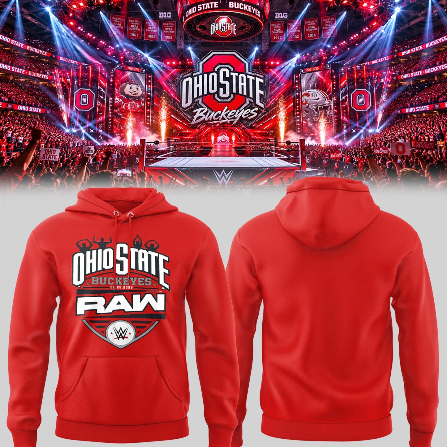 Limited Edition W.W.E Monday Night RAW At Schottenstein Center, Ohio Hoodie